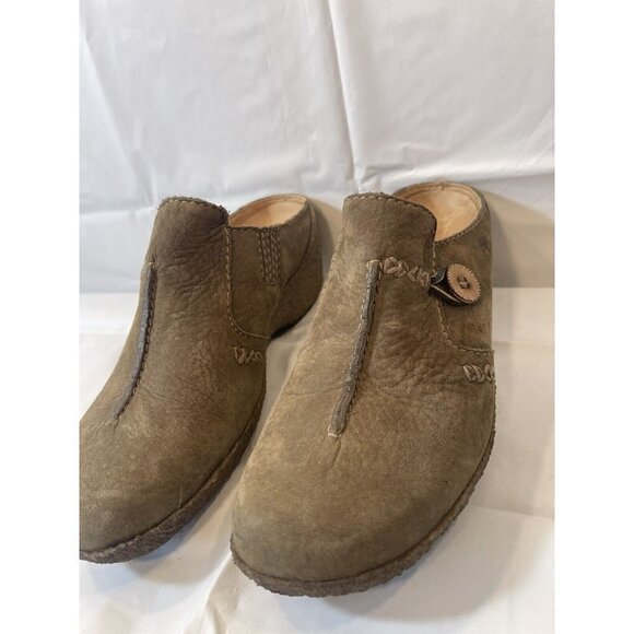 Timberland Mule Shoes Women's  Size 7 Green Brown Nubuck Comfort Gum Crepe Wedge - Picture 3 of 16